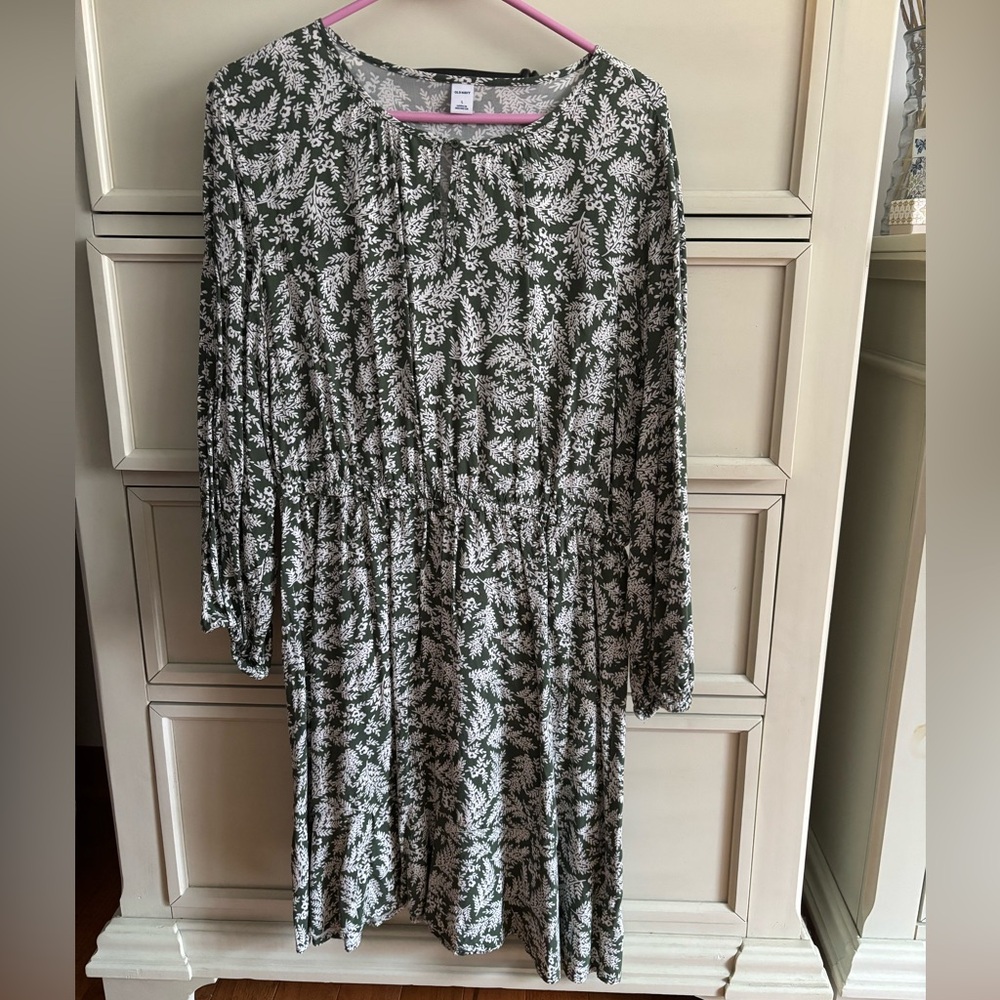 Green and White Floral Dress